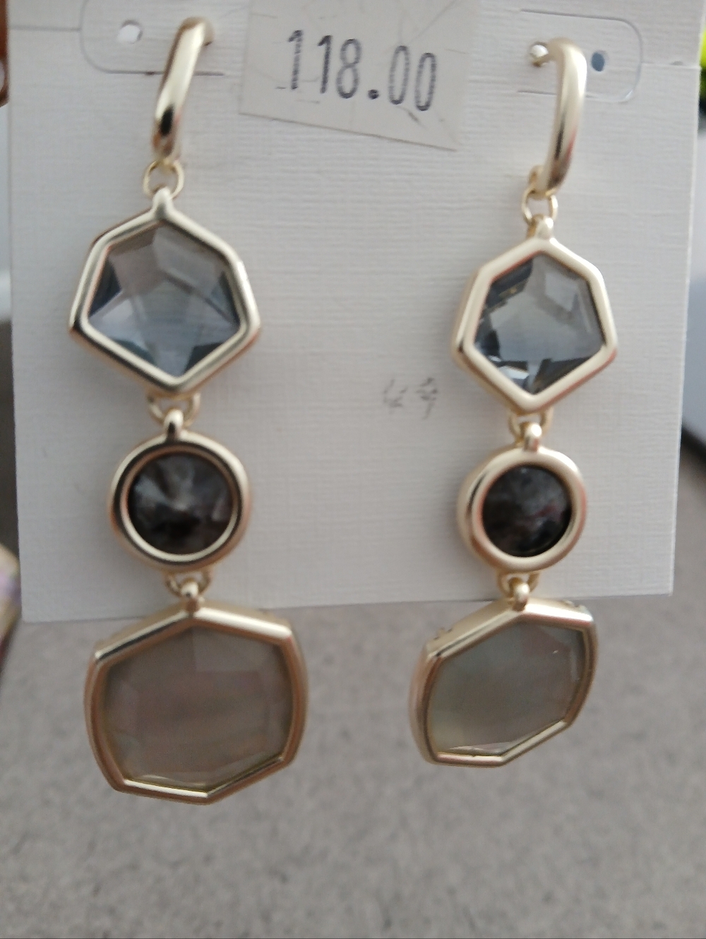 Kendra Scott Iridescent Gray Triple Drop Earrings - Gold - Picture 3 of 5